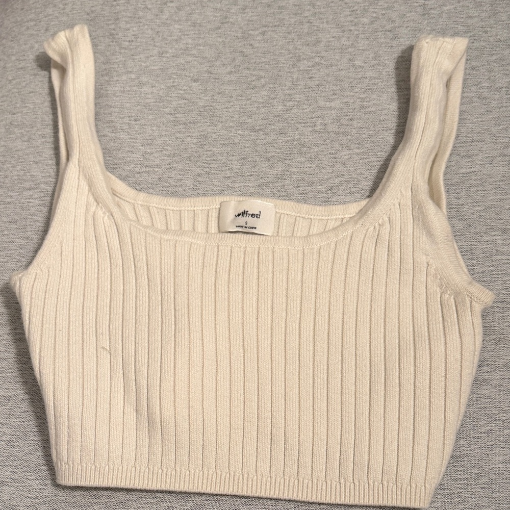 Wilfred Ivory Ribbed Crop Top